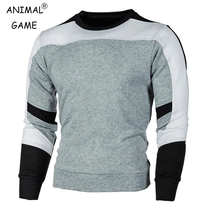 Men's Casual Crew Neck Sweatshirt with Colorblock Design and Long Sleeves for Everyday Wear