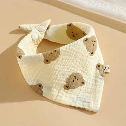 Soft and Absorbent Muslin Baby Bandana Bibs with Adorable Animal and Heart Prints, Perfect for Drool and Feeding Protection