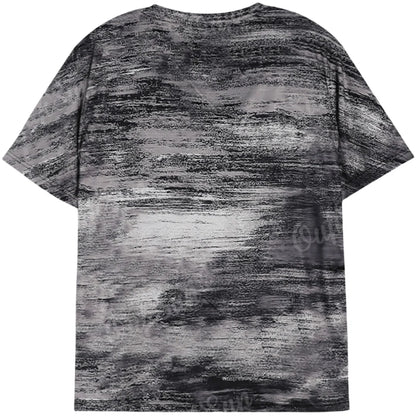 Men's Short Sleeve Crew Neck T-Shirt with Abstract Pattern Design for Casual and Athletic Wear