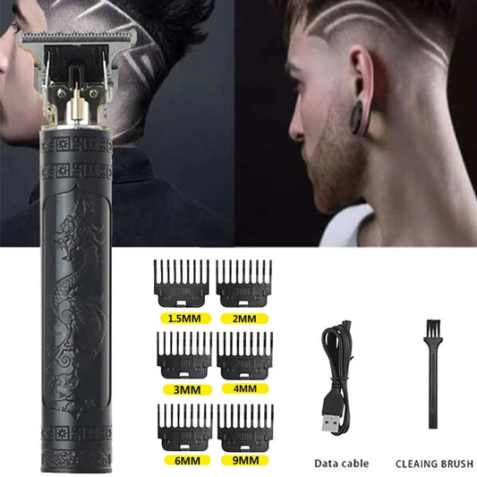 Professional Hair Trimmer with Dragon Design, Multiple Guide Combs, USB Charging, and Precision Blades for Detailed Haircuts and Styling