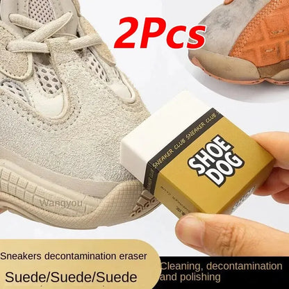 Suede and Nubuck Shoe Cleaning Eraser 2-Pack for Effective Decontamination, Stain Removal, and Polishing of Sneakers and Delicate Footwear