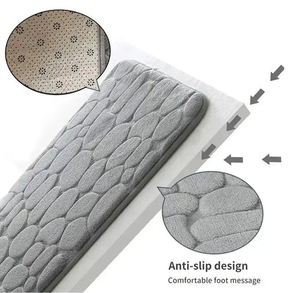 Soft and Absorbent Memory Foam Bath Mat with Non-Slip Backing and Textured Design for Comfortable and Safe Bathroom Uses