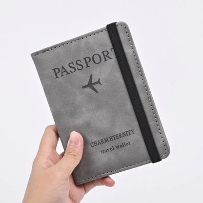 Premium Leather Passport Cover with Elastic Band, Charm Eternity Travel Wallet for Secure and Stylish Document Protection