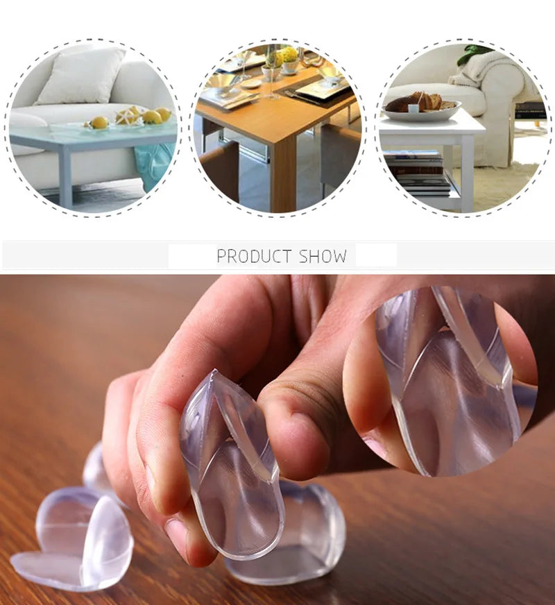 Transparent Corner Protectors for Furniture Safety with Soft Silicone Cushioning to Prevent Injuries for Babies and Toddlers