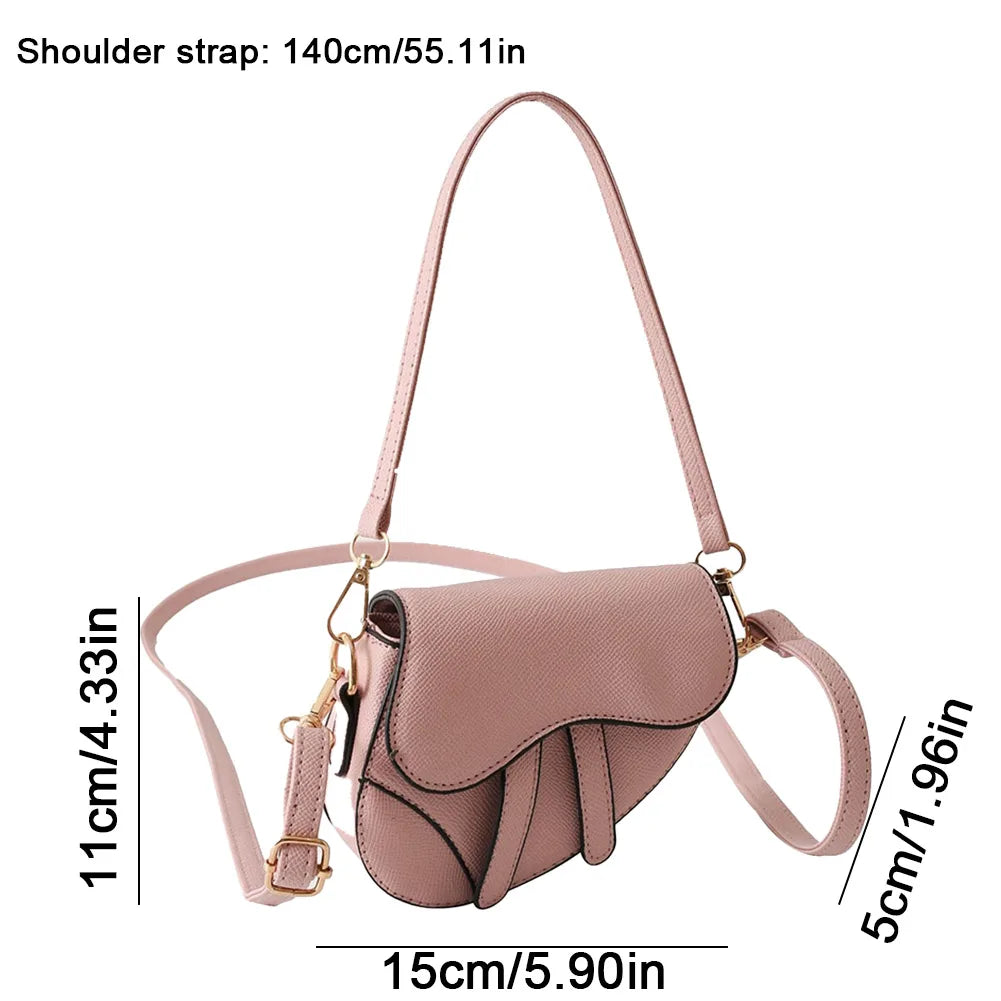 Elegant Mini Saddle Bag with Textured Finish and Detachable Strap