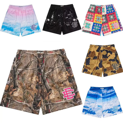 Men's Printed Sports Shorts with Elastic Waist and Drawstring Closure for Comfortable Daily Wear