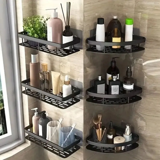 Wall-Mounted Corner Shower Shelf Organizer with Multiple Tiers for Bathroom Storage