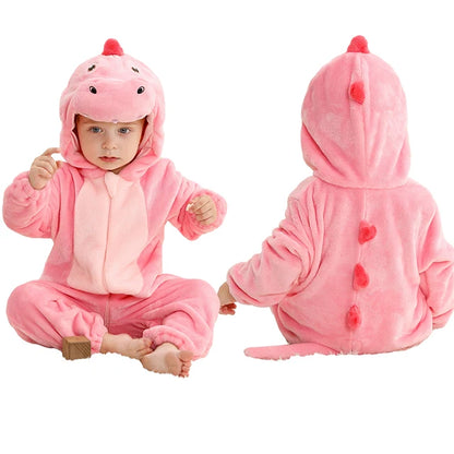 Adorable Animal Themed Fleece Onesies with Hood for Babies and Toddlers