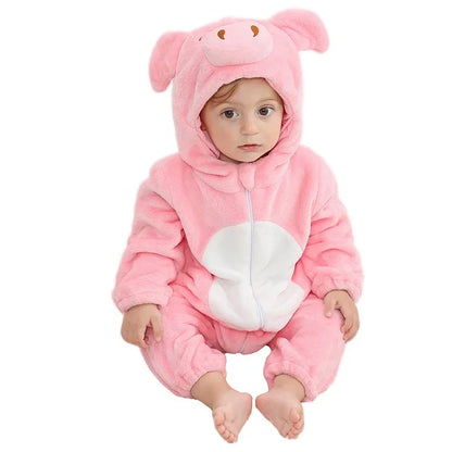 Adorable Animal Themed Fleece Onesies with Hood for Babies and Toddlers