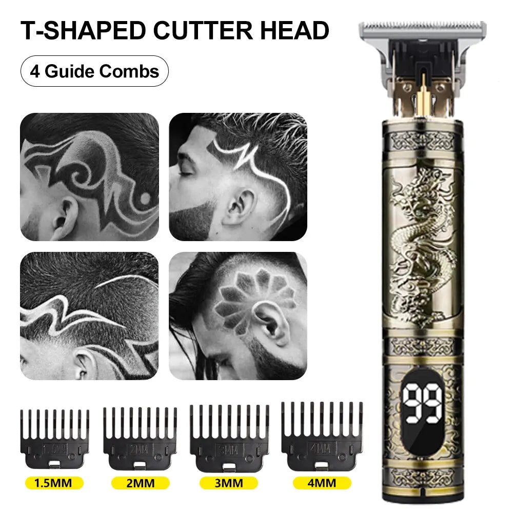 Electric Hair Clippers with LED Display, Engraved Metal Body, Washable Blades, and Easy-to-Clean Design for Professional Haircuts and Trimming