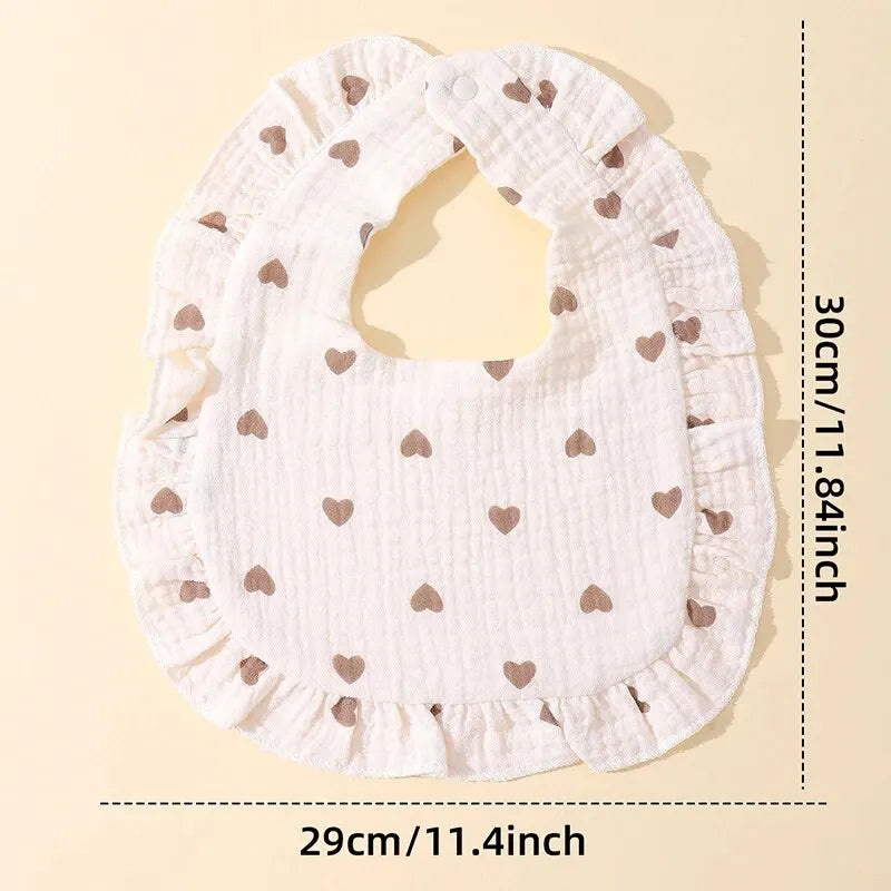 2pcs Baby Feeding Drool Bib Ruffle Floral Infants Saliva Towel Soft Cotton Burp Cloth For Newborn Toddler Kids Bibs