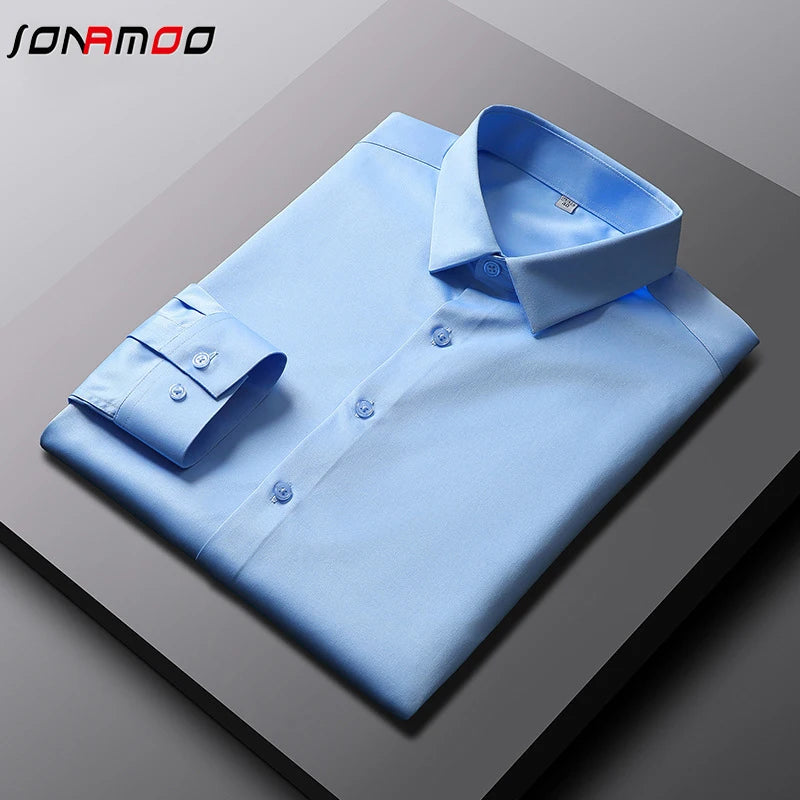 Premium Long Sleeve Dress Shirt for Men with Turn-Down Collar and Button Cuffs - Ideal for Formal and Business Wear