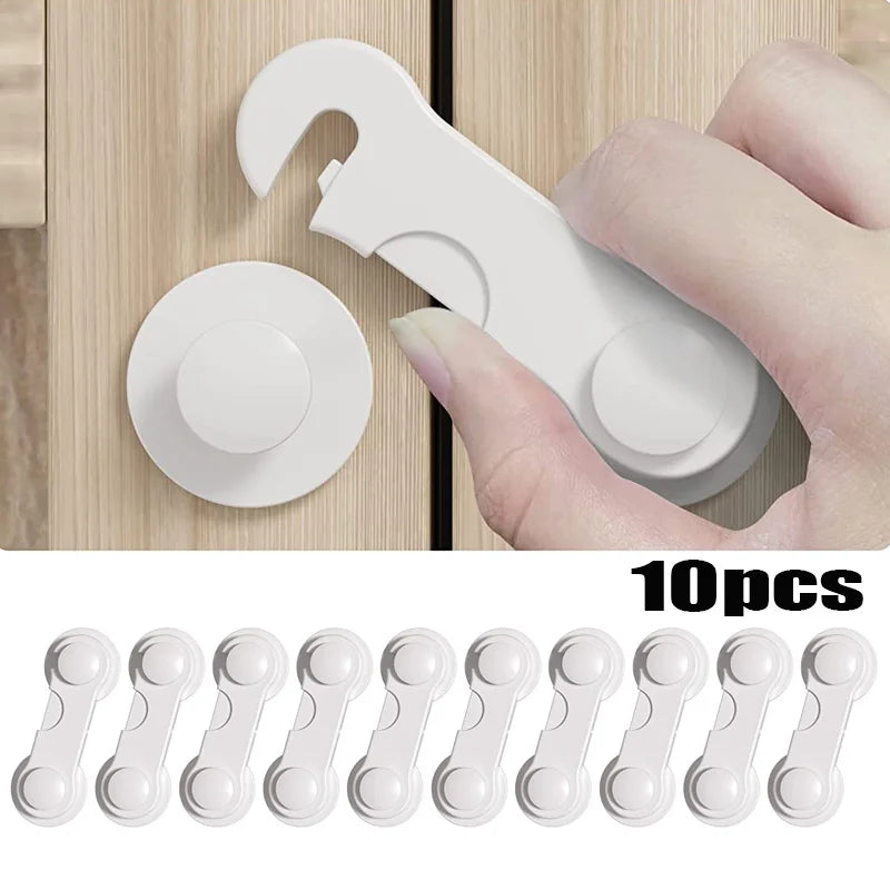 10-Pack Baby Safety Cabinet and Drawer Locks with Dual Button Design for Easy Adult Access and Childproof Security