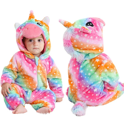 Adorable Animal Themed Fleece Onesies with Hood for Babies and Toddlers