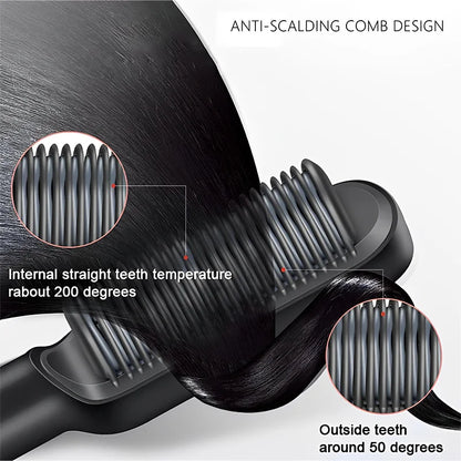 Advanced Hair Straightening Brush with Ionic Technology and Adjustable Heat Settings for Smooth, Frizz-Free Styling