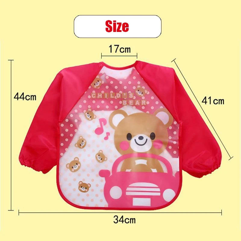 Long-Sleeve Waterproof Baby Bibs with Fun Animal Prints for Full Coverage and Mess-Free Mealtime