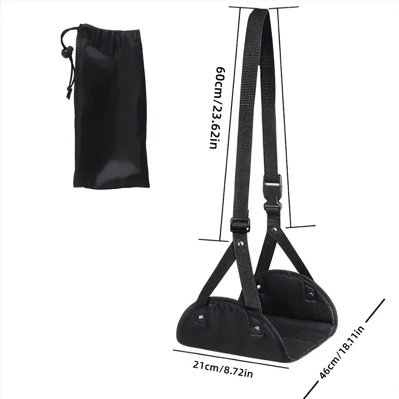 Portable Footrest Hammock for Travel, Office, and Home Use with Adjustable Straps and Carry Bag