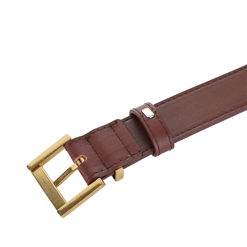 **"Classic Women's Fashion Belt with Square Buckle for Jeans, Dresses, and Trousers"**