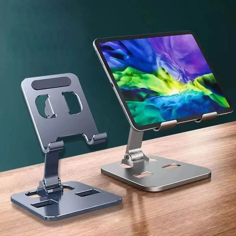 Adjustable Aluminum Desktop Stand for Smartphones and Tablets, Compatible with All Devices, Offering Sturdy Support and Ergonomic Viewing Angles