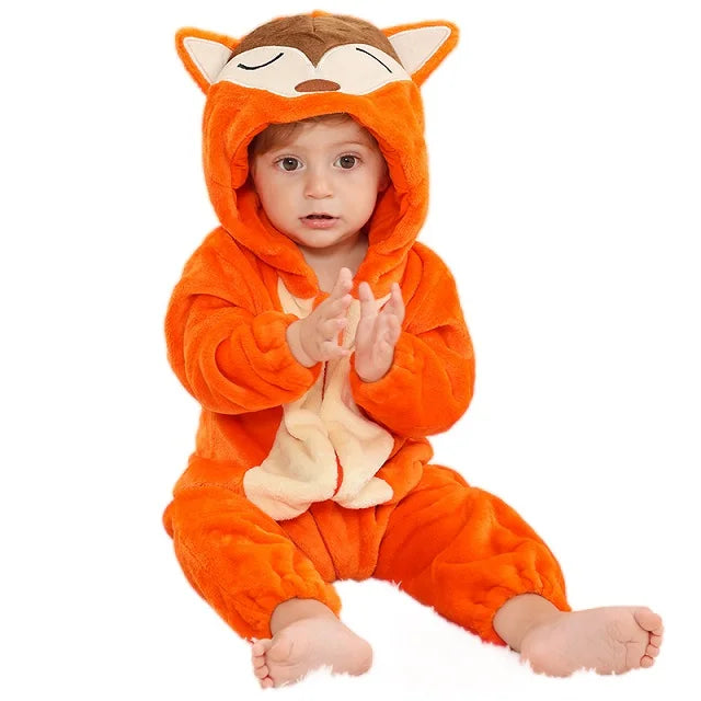 Adorable Animal Themed Fleece Onesies with Hood for Babies and Toddlers