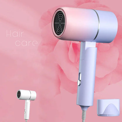 Compact and Portable Hair Dryer with Foldable Handle, Dual Temperature Settings, Quick-Drying Nozzle, and Thermostatic Control for Efficient and Convenient Hair Styling