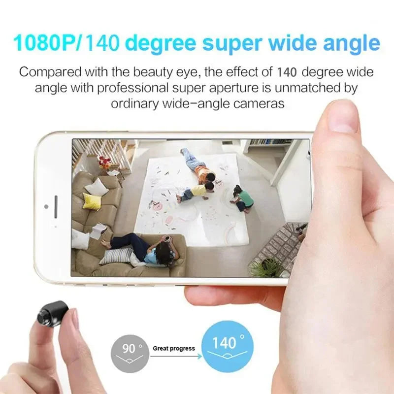 Compact HD 1080P Mini WiFi Camera with Night Vision, Motion Detection, and Wireless Connectivity for Enhanced Security Monitoring