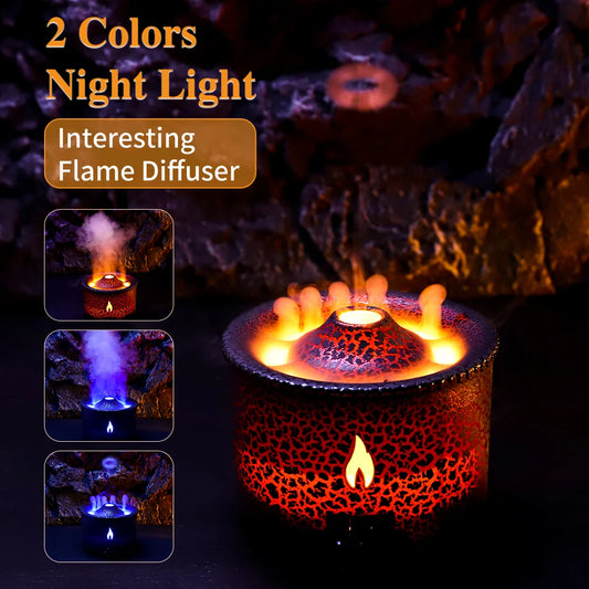 Aromatherapy Essential Oil Diffuser with Realistic Flame Effect and Dual-Color Night Light – Ideal for Relaxation and Home Décor