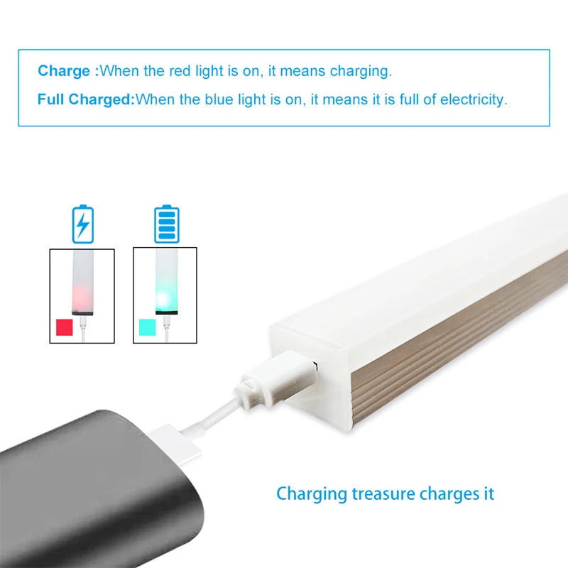 Wireless Rechargeable LED Under Cabinet Light with Motion Sensor, Easy Installation, and Touch Control for Home and Office Lighting