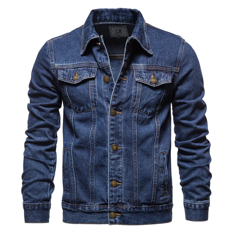 Men's Classic Denim Jacket with Button Closure and Chest Pockets, Perfect for Casual Wear and Layering