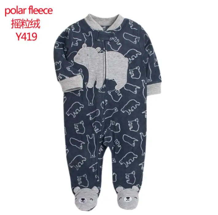 Adorable Animal-Themed Baby Footed Pajamas, Cozy Long-Sleeve Sleepers with Zipper Closure, Soft and Warm Infant Onesies, Various Cute Designs for Boys and Girls