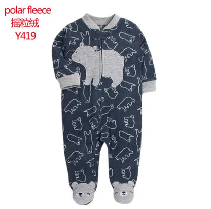 Adorable Animal-Themed Baby Footed Pajamas, Cozy Long-Sleeve Sleepers with Zipper Closure, Soft and Warm Infant Onesies, Various Cute Designs for Boys and Girls