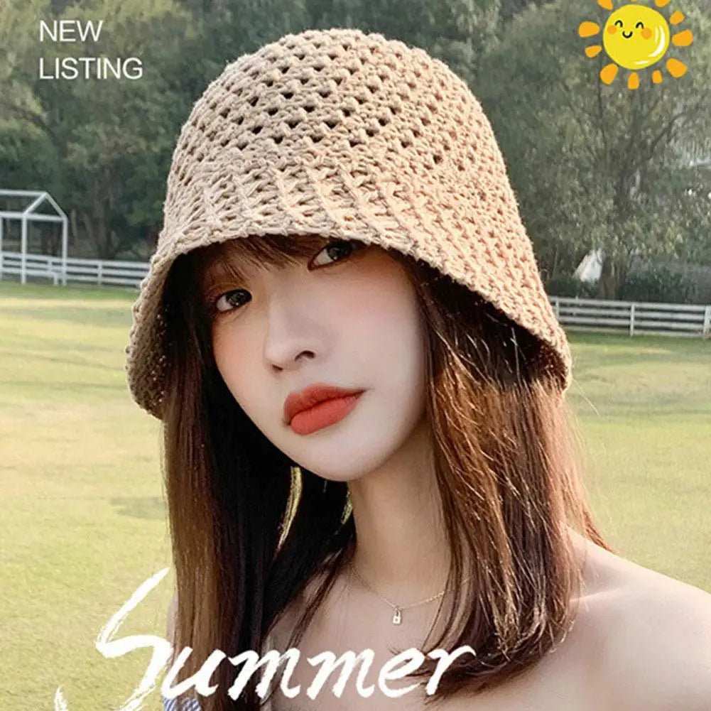 Handwoven Straw Bucket Hat with Breathable Design for Chic Summer Style and Sun Protection