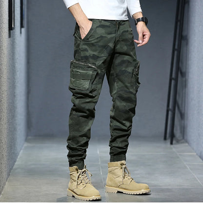 Men's Lightweight Cargo Pants with Elastic Waist and Multiple Pockets for Casual Wear