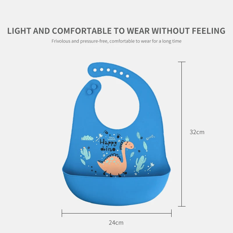 Waterproof Baby Bibs with Adjustable Closure and Cute Dinosaur Designs for Mealtime Protection and Easy Cleanup