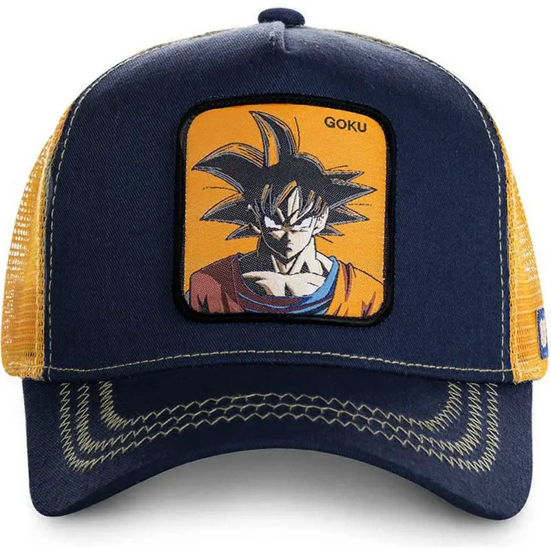 Anime-Themed Trucker Cap with Mesh Back, Embroidered Character Patch, and Adjustable Snapback Closure for Stylish Casual Wear