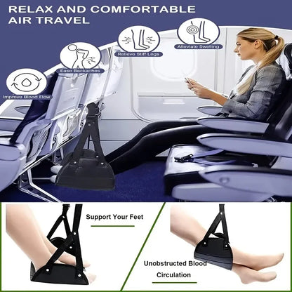 Portable Footrest Hammock for Travel, Office, and Home Use with Adjustable Straps and Carry Bag