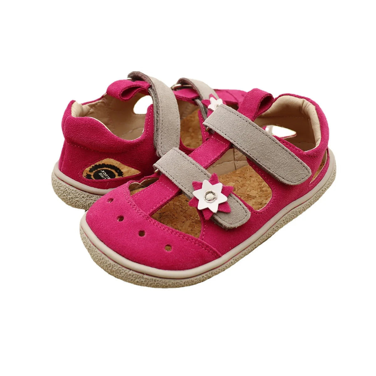 Stylish Kids' Suede Sandals with Triple Velcro Straps, Breathable Design, and Cushioned Cork Footbed for All-Day Comfort and Support