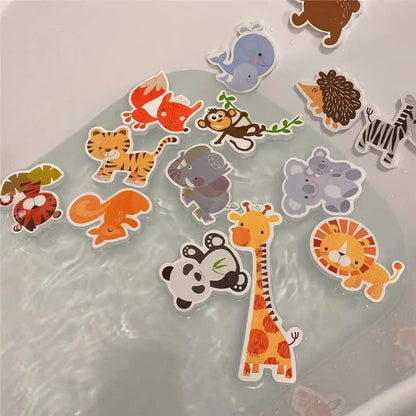 Foam Animal Bath Stickers Set, Fun and Educational Wall Clings for Kids, Interactive and Waterproof Bathtime Learning Toy, Easy to Attach and Remove