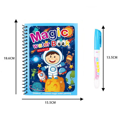 Interactive Water Drawing Books for Kids with Magic Pen, Reusable Educational Coloring Activity for Early Learning and Creativity Development