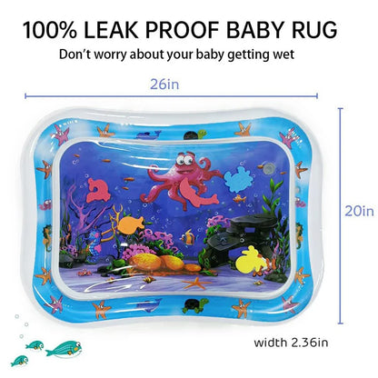 Inflatable Baby Water Play Mat with Sea Animal Design for Sensory and Tummy Time Activities