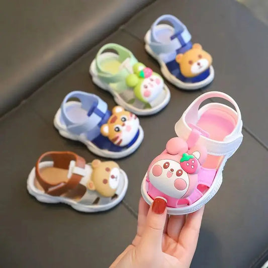 Adorable Kids' Sandals with Cartoon Animal Designs and Adjustable Straps for Comfortable Fit