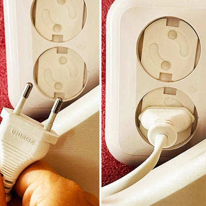 Childproof Outlet Covers with Safety Lock Mechanism for Electrical Sockets, 6-Pack, Easy Installation with Adhesive Backing, Ideal for Baby Proofing Your Home.