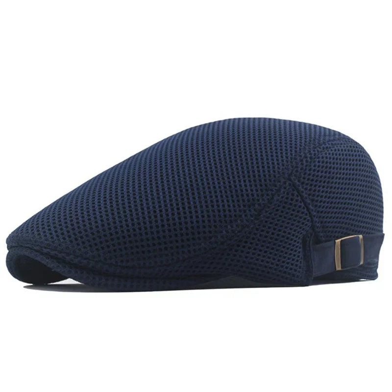 Breathable Mesh Flat Cap with Adjustable Strap for Lightweight and Stylish Outdoor Wear