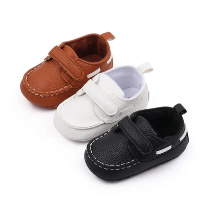 Soft Sole Baby Moccasins with Adjustable Hook & Loop Closure for Boys and Girls - Non-Slip First Walking Shoes with Durable Stitching