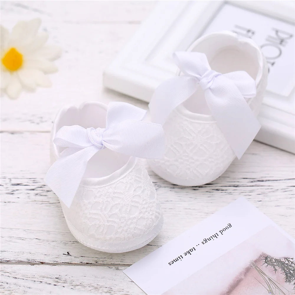 Soft Baby Mary Jane Flats with Large Bow Detail and Elastic Strap for Secure Fit