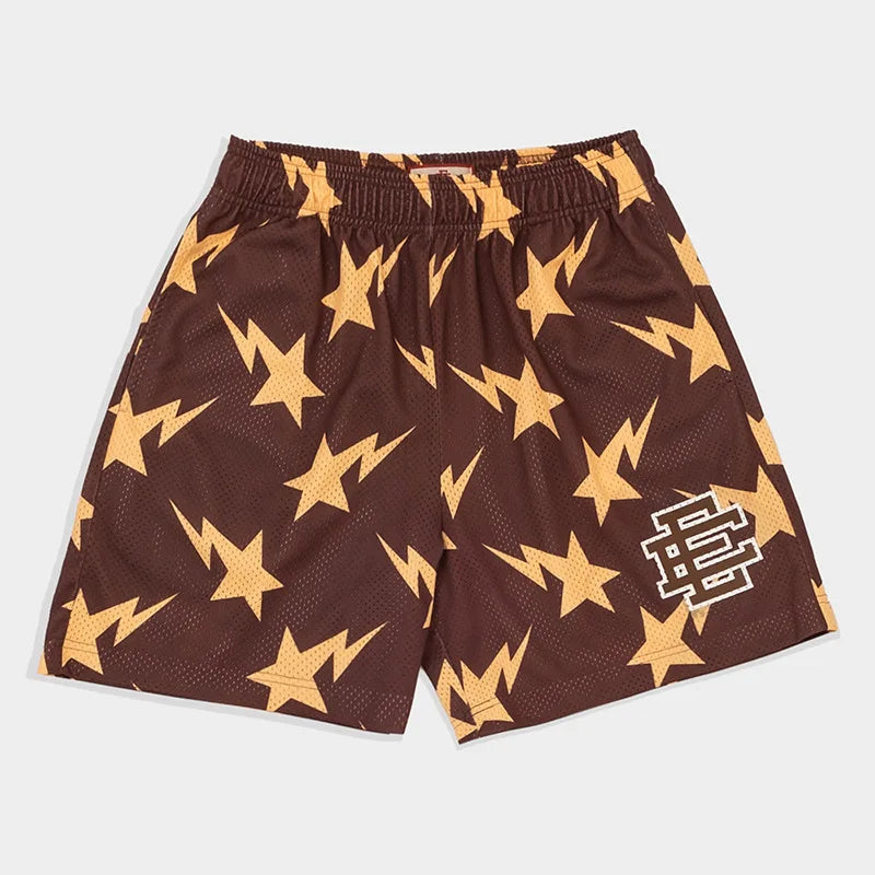 Men's Printed Sports Shorts with Elastic Waist and Drawstring Closure for Comfortable Daily Wear