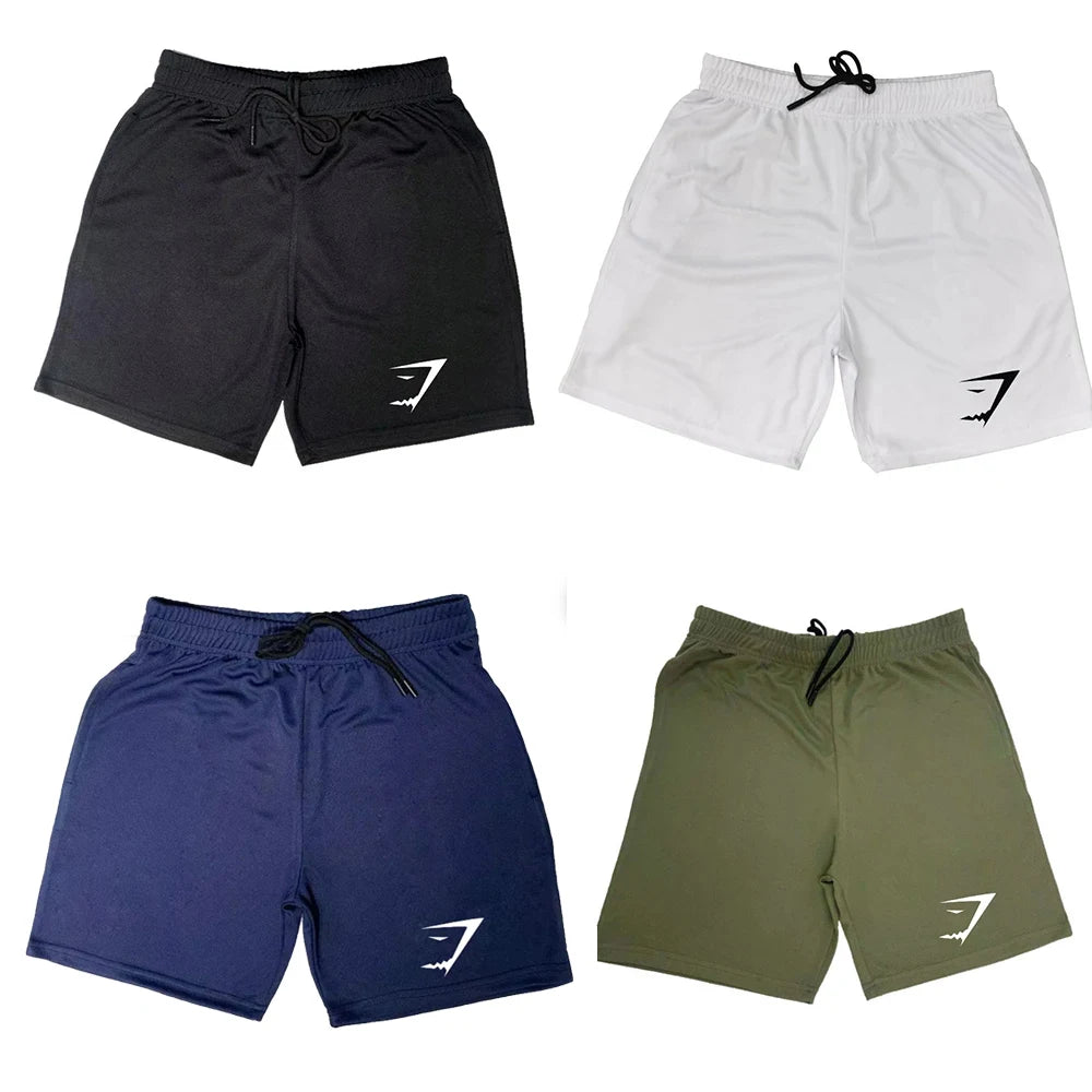 Men's Athletic Shorts with Elastic Waistband and Drawstring, Featuring a Stylish Logo Print