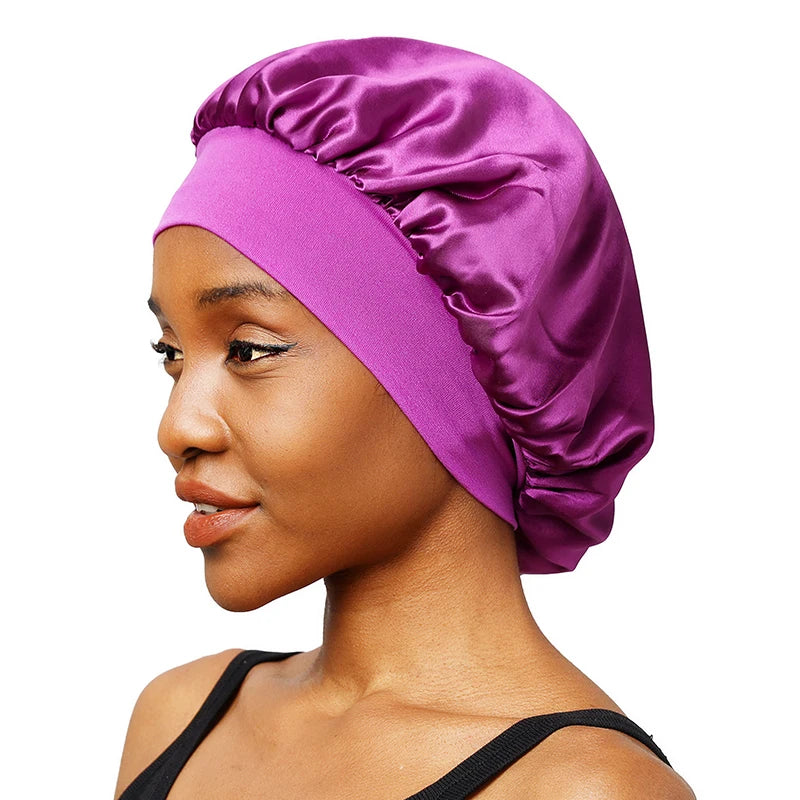 Satin Bonnet with Wide Elastic Band for Hair Protection and Comfortable Sleep