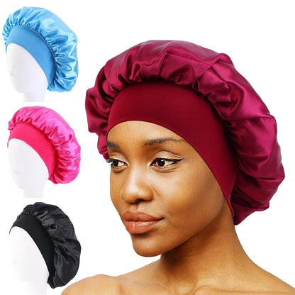 Satin Bonnet with Wide Elastic Band for Hair Protection and Comfortable Sleep