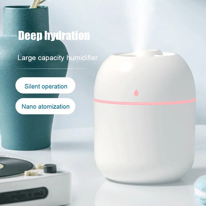 Compact Ultrasonic Humidifier with Large Water Tank, Built-in Night Light, Adjustable Mist Levels, Anti-Dry Burn Protection, and Quiet Operation for Home or Office